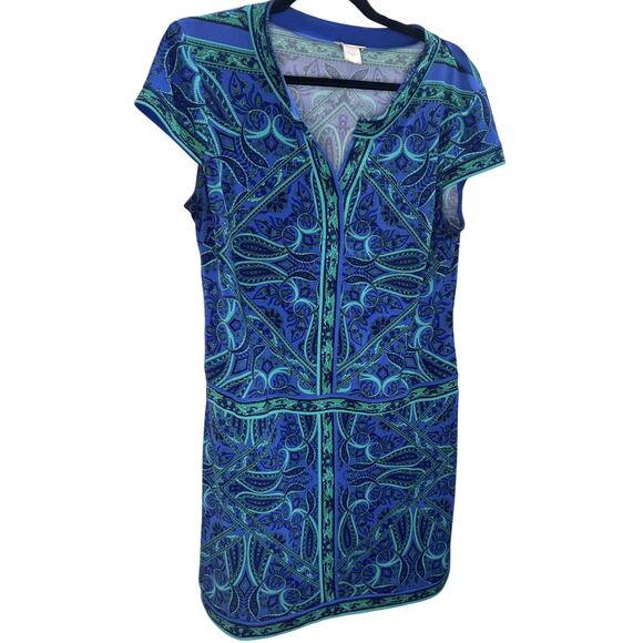 Cache Paisley Geometric Print Stretch Sheath Dress - Large - Picture 2 of 5